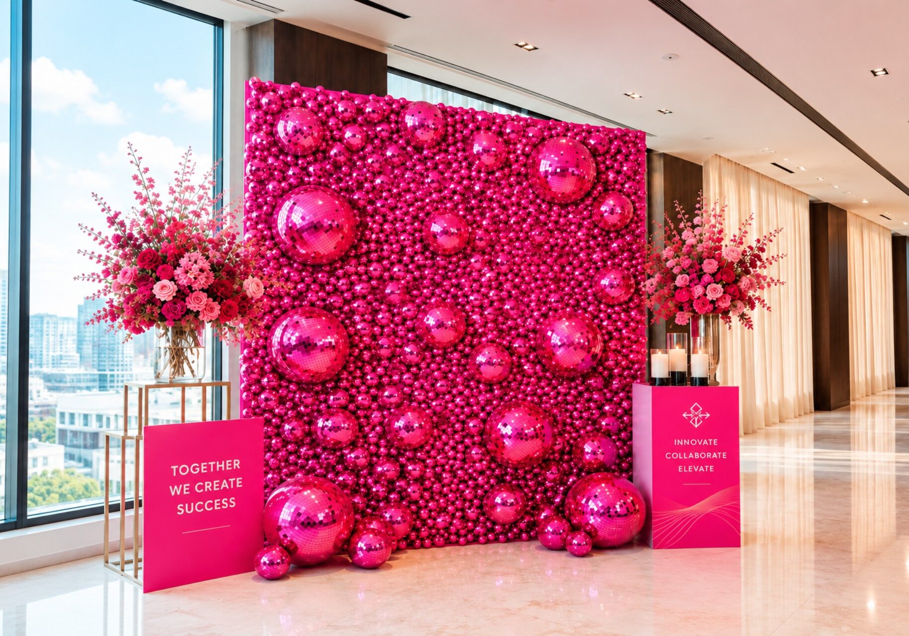Hot-Pink Disco Ball Celebration Stage